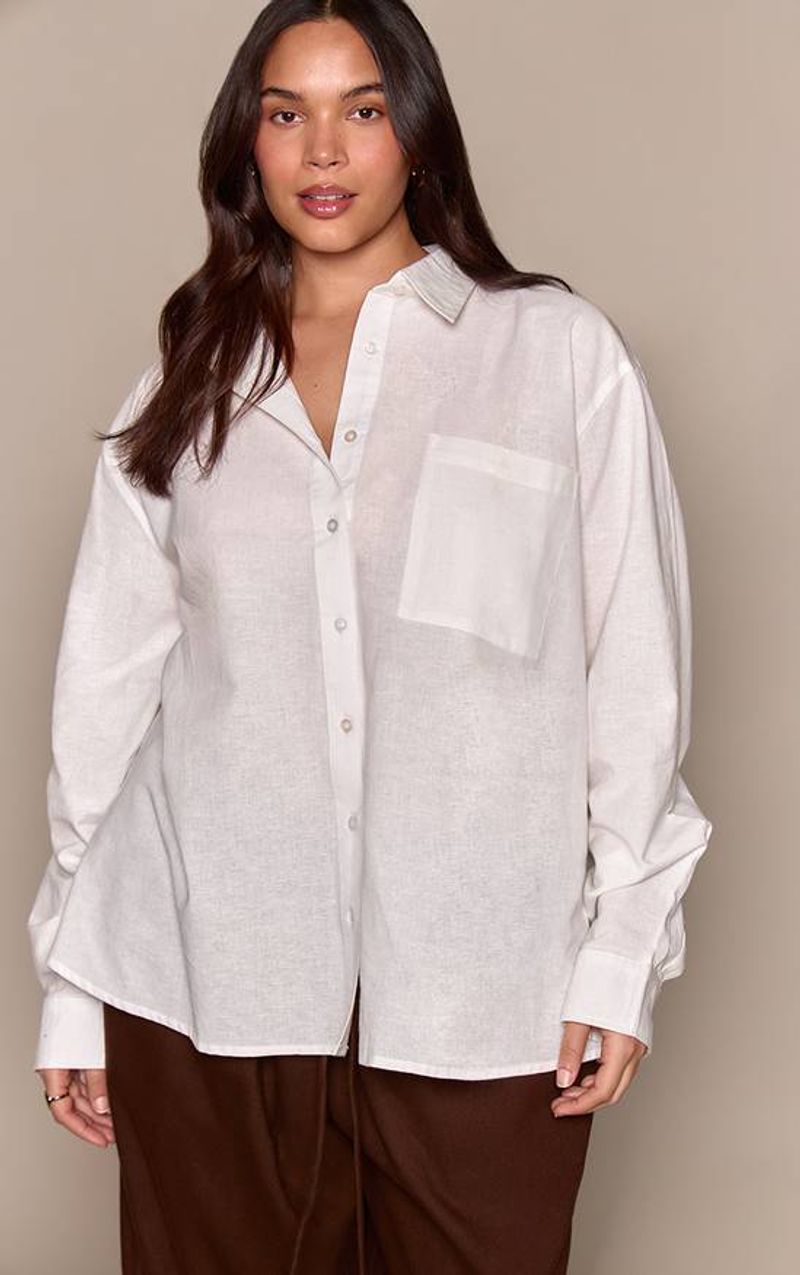 PrettyLittleThing Linen-Blend Oversized Tunic Shirt (~$28)