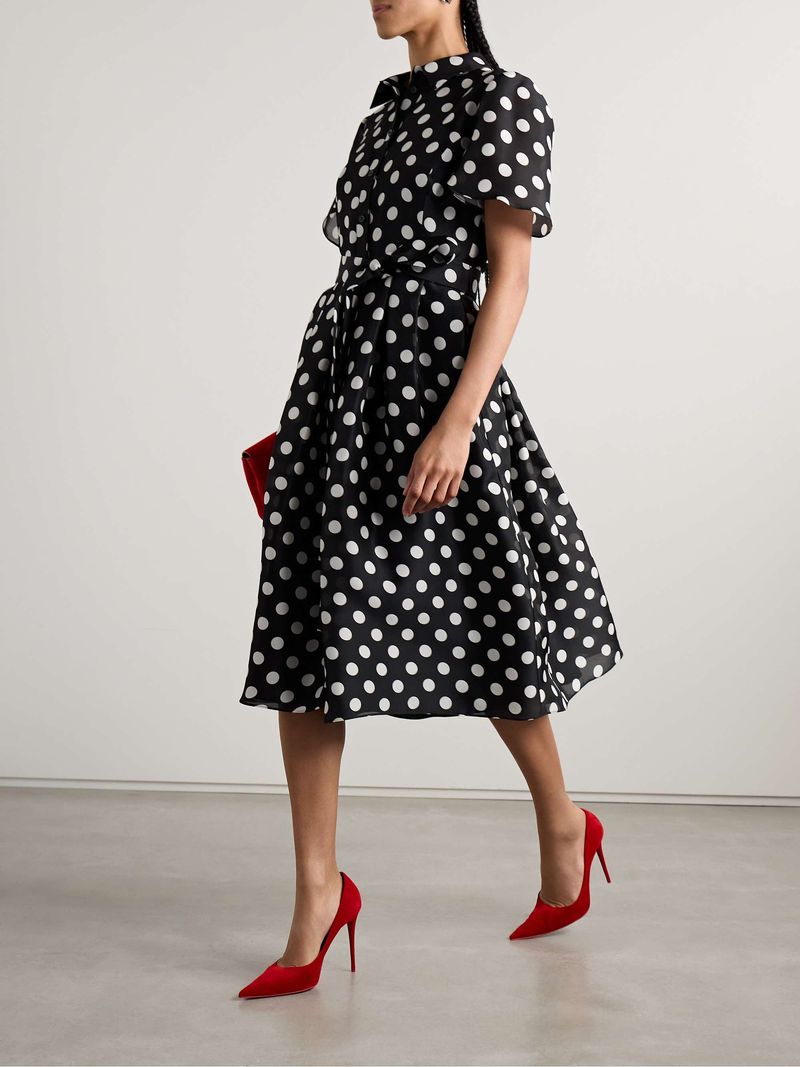 Carolina Herrera Belted Polka-Dot Silk Dress (Net-a-Porter)
