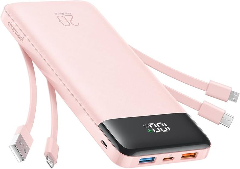 Charmast 20000mAh Portable Charger with Built-in Cables