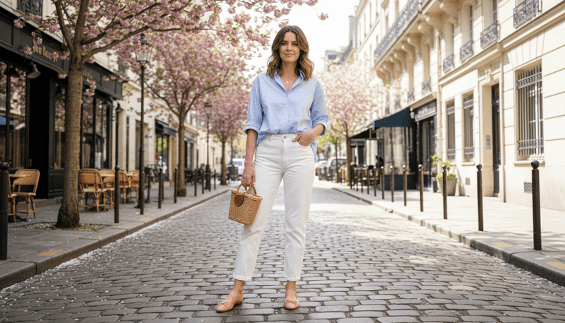 Crisp Shirt + Ballet Flats
