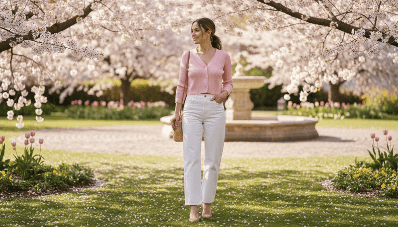 Cropped Cardigan + Kitten Heels