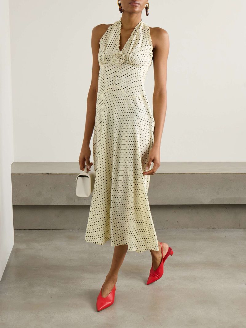DOEN Mazarin Halterneck Polka-Dot Dress 