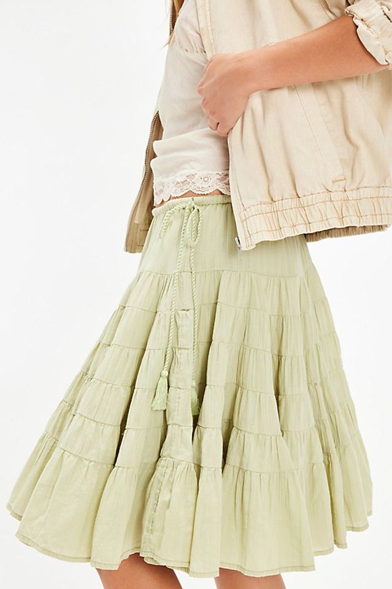 Free People Boho Tiered Midi Skirt