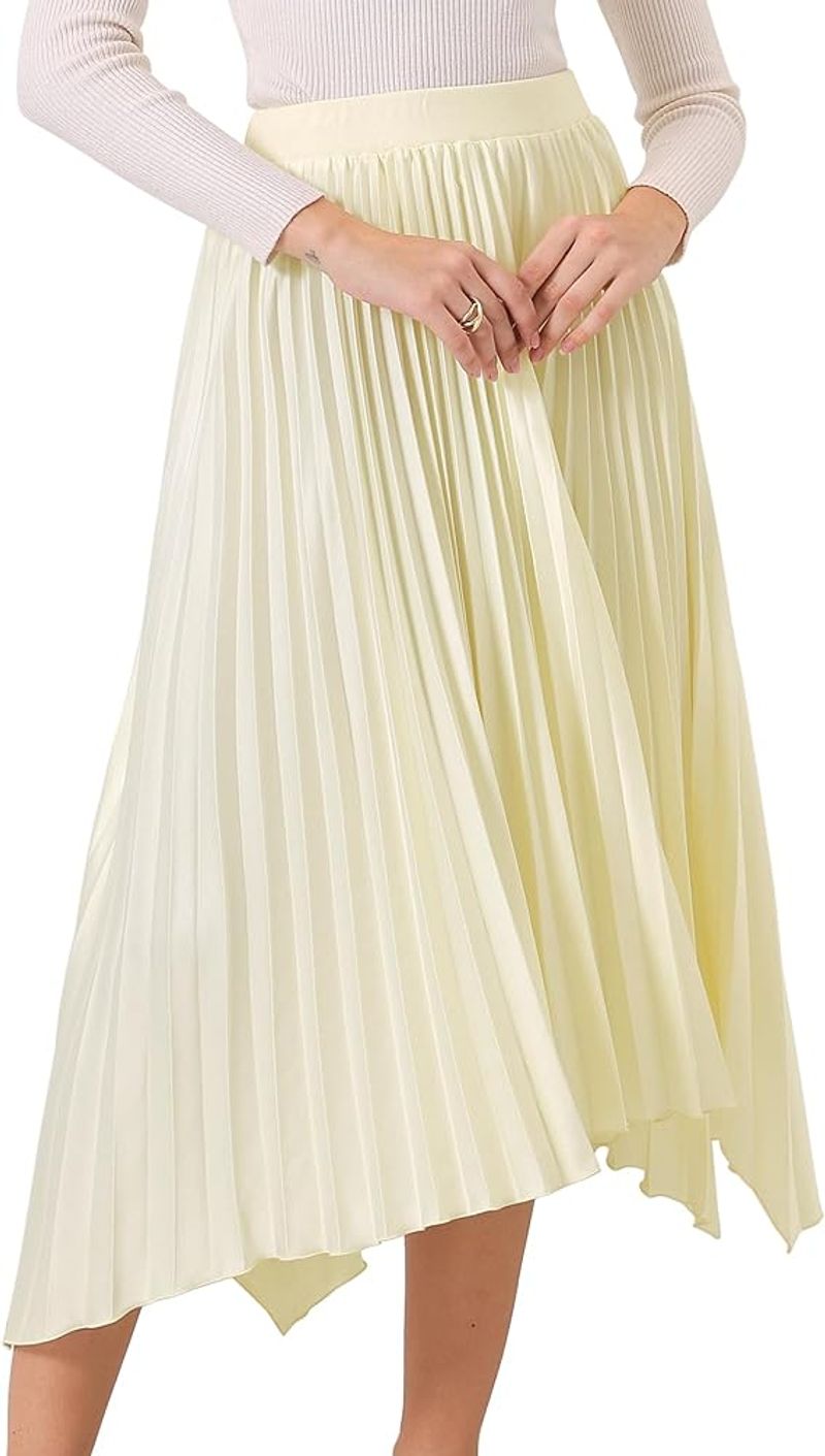 Hobemty Pleated Midi Skirt