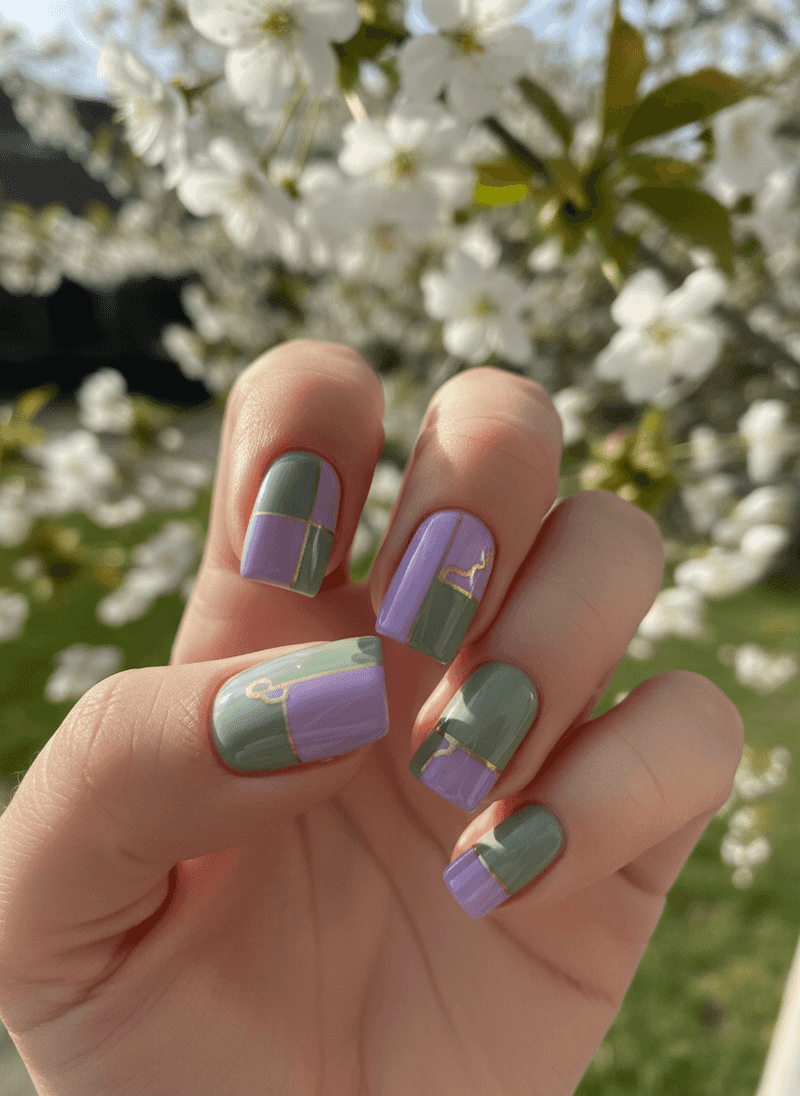 Lavender and Sage Green Color-Blocked Design