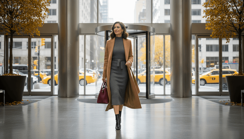 Knit Dress + Longline Coat