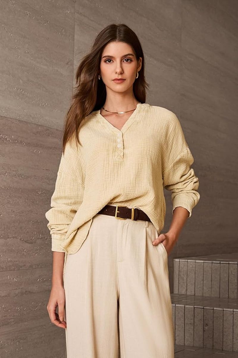Linen Button-Down Shirt (Neutral)