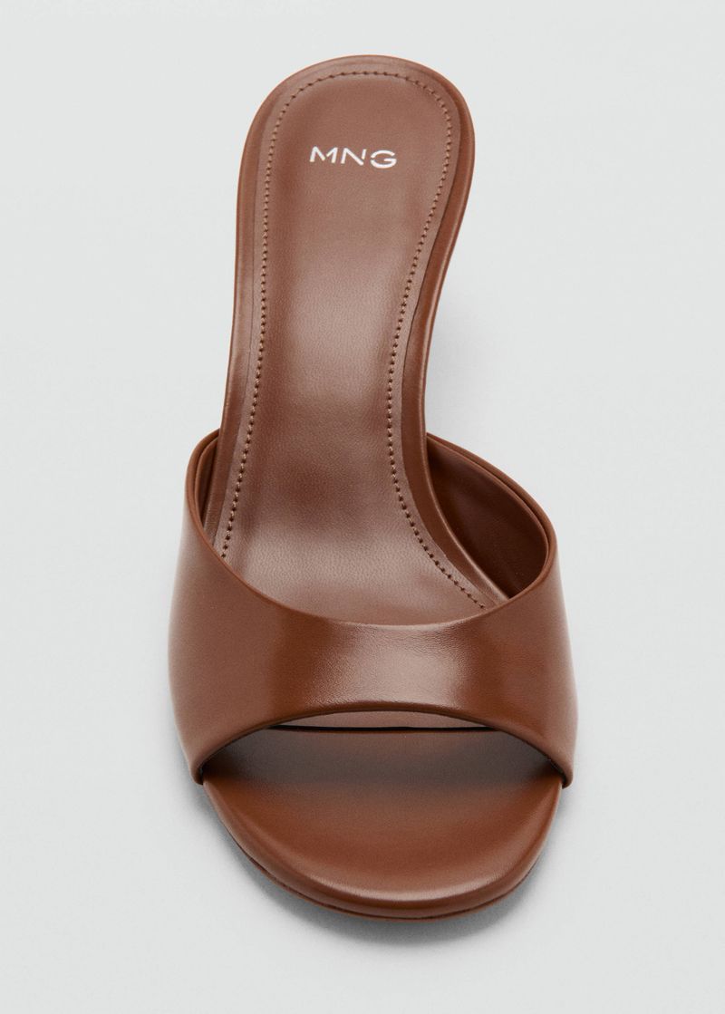 Mango Leather Strap Kitten Heel Sandals