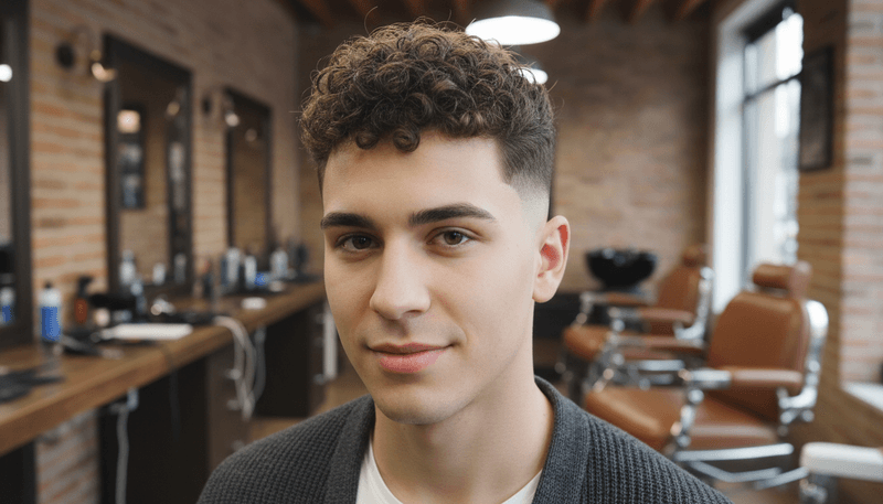 Mid Fade with Curly Top