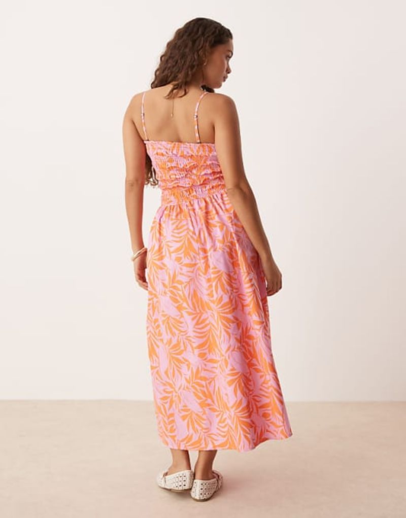 JDY Petite Shirred Maxi Cami Dress in Pink Floral Print — ASOS