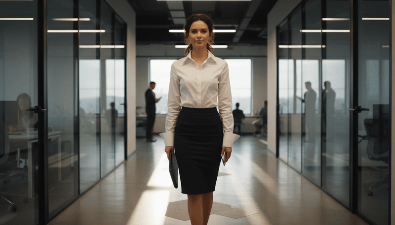 Pencil Skirt + Structured Button-Down
