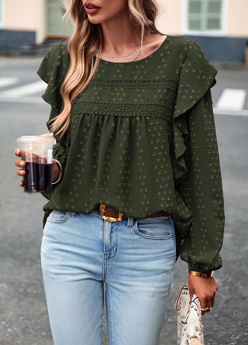 Prettygarden Ruffle-Sleeve Blouse