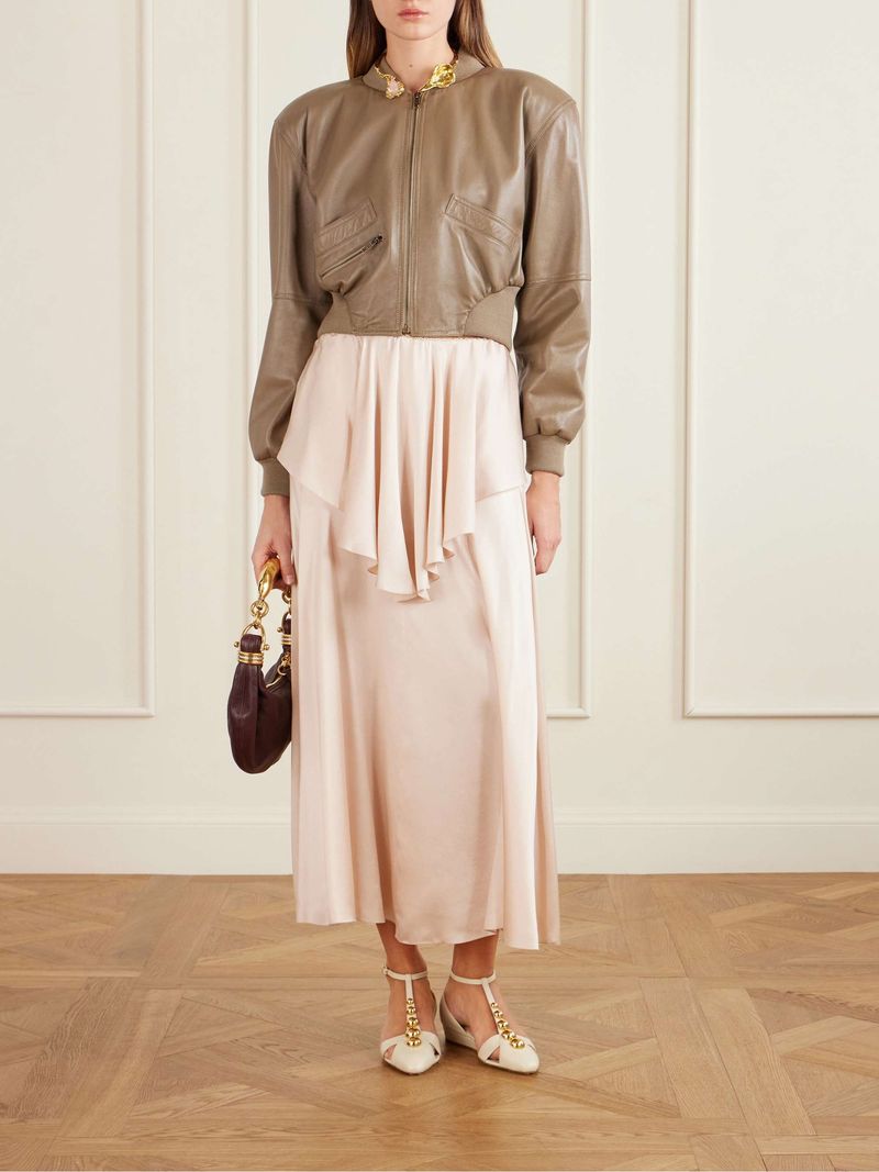 Silk or Satin Midi Skirt