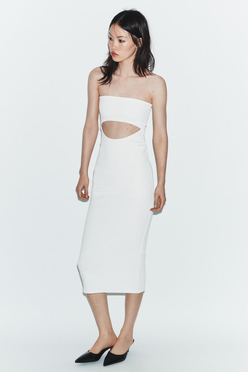 Stretch Knit Cut-Out Midi Dress