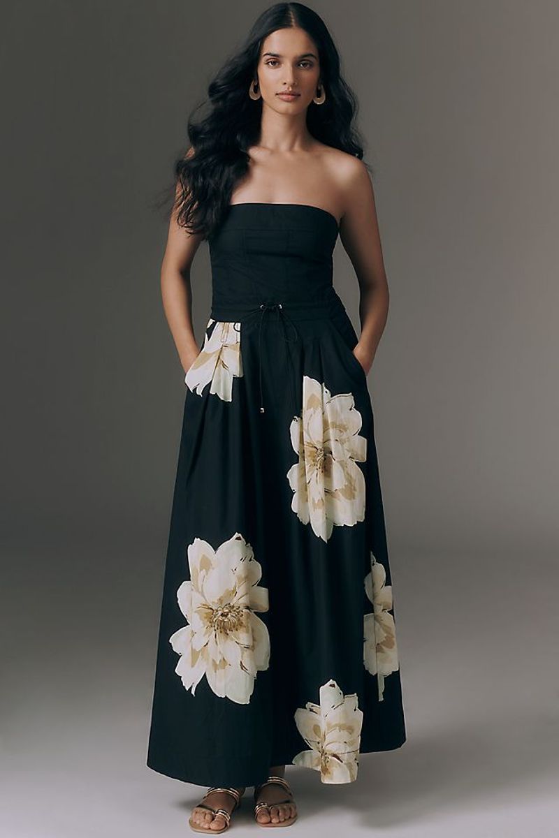 Maeve Strapless Waisted Maxi Dress — Anthropologie