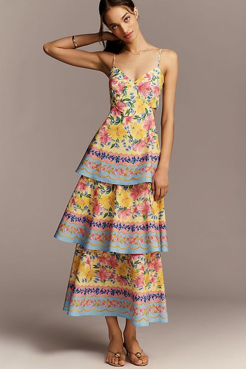 Farm Rio x Anthropologie Cotton Tiered Maxi Dress