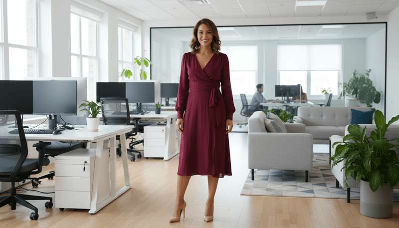 Wrap Dress + Heeled Pumps