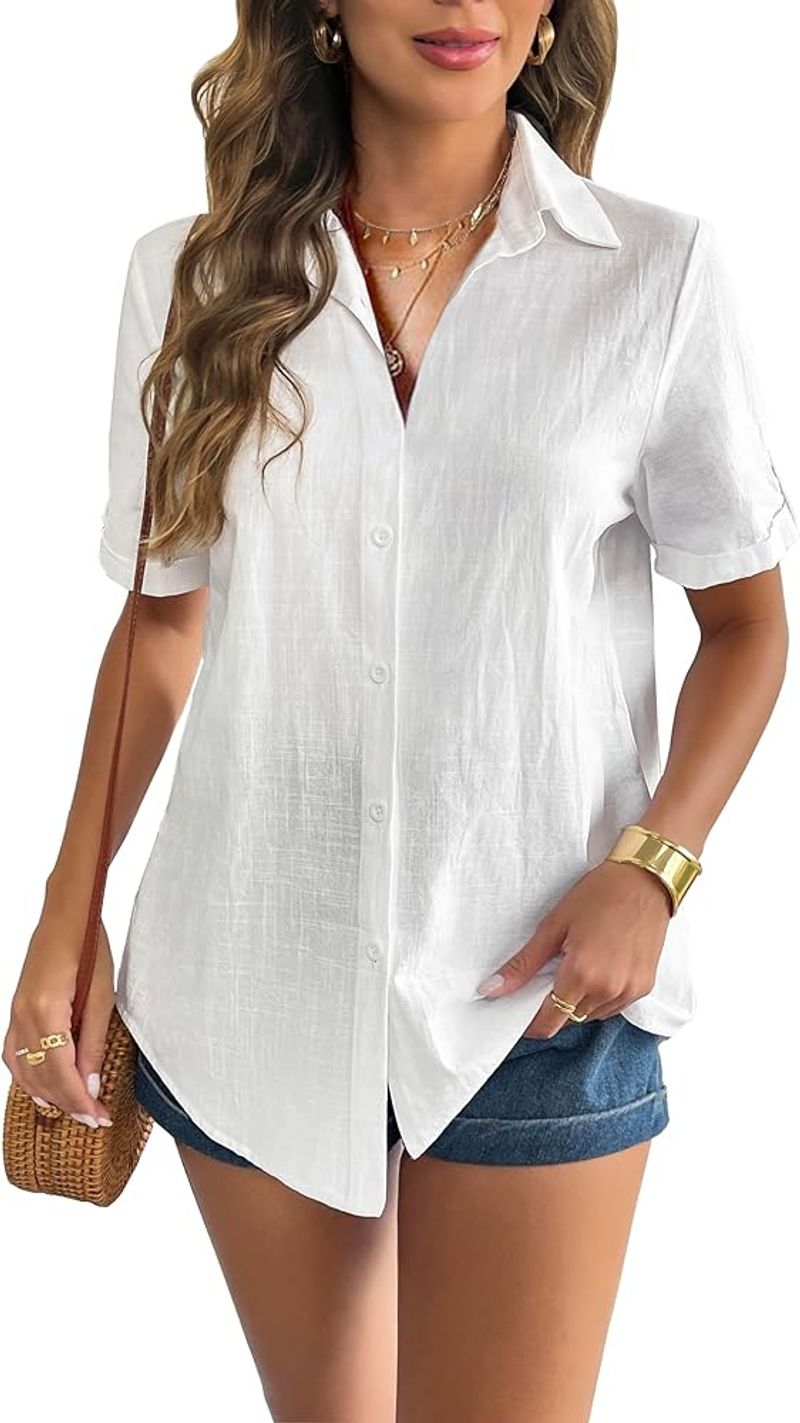 Zeagoo Button-Down Roll-Sleeve Shirt