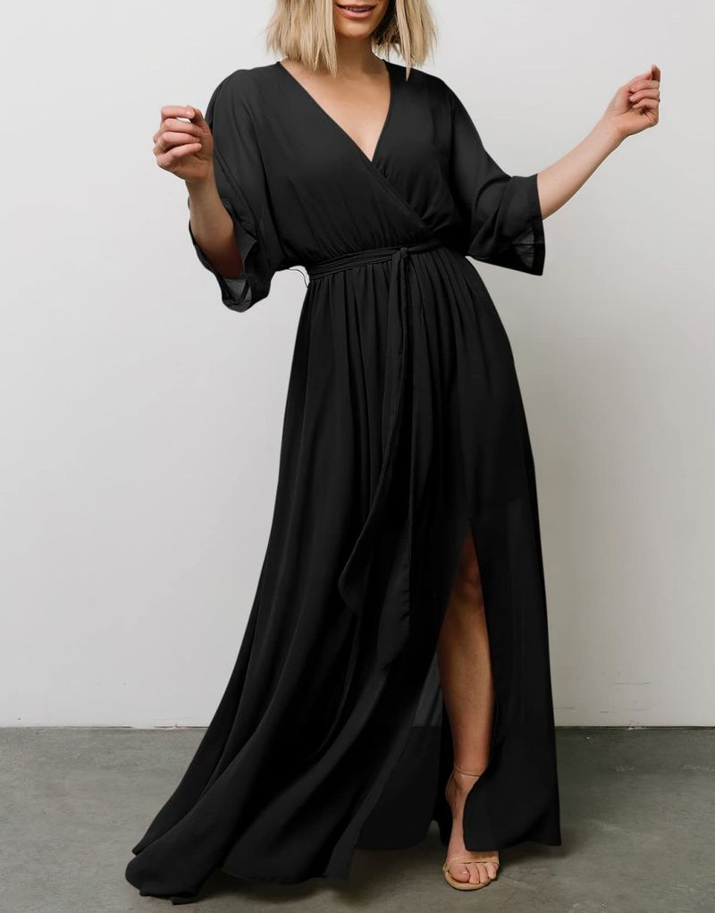 ANRABESS V-Neck Wrap Maxi Dress