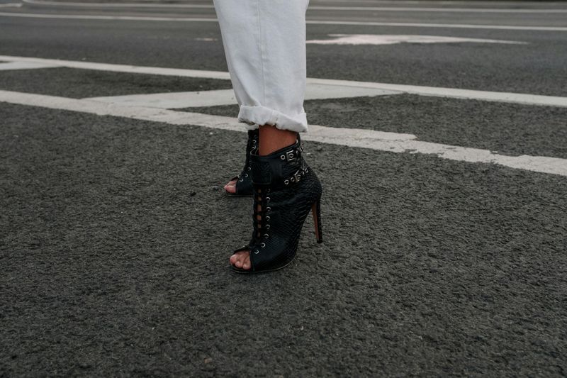 Beige Pantyhose with Open-Toe Shoes