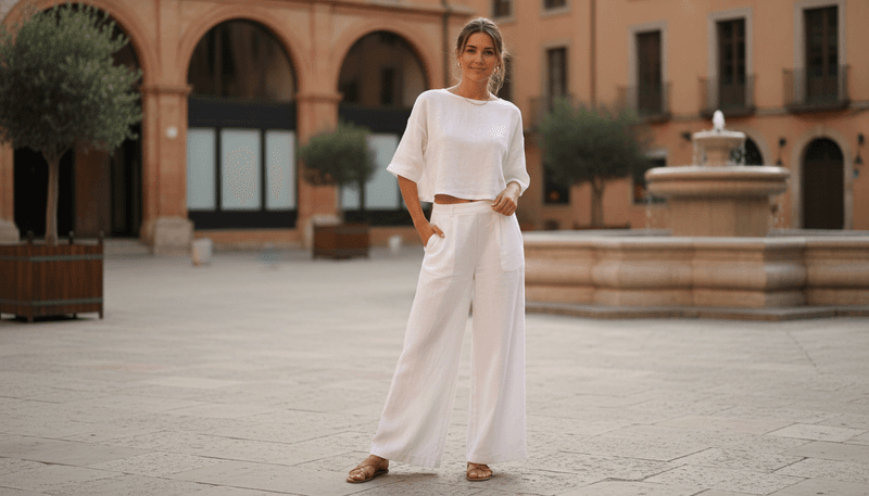 Crop Linen Top and Wide-Leg Pants