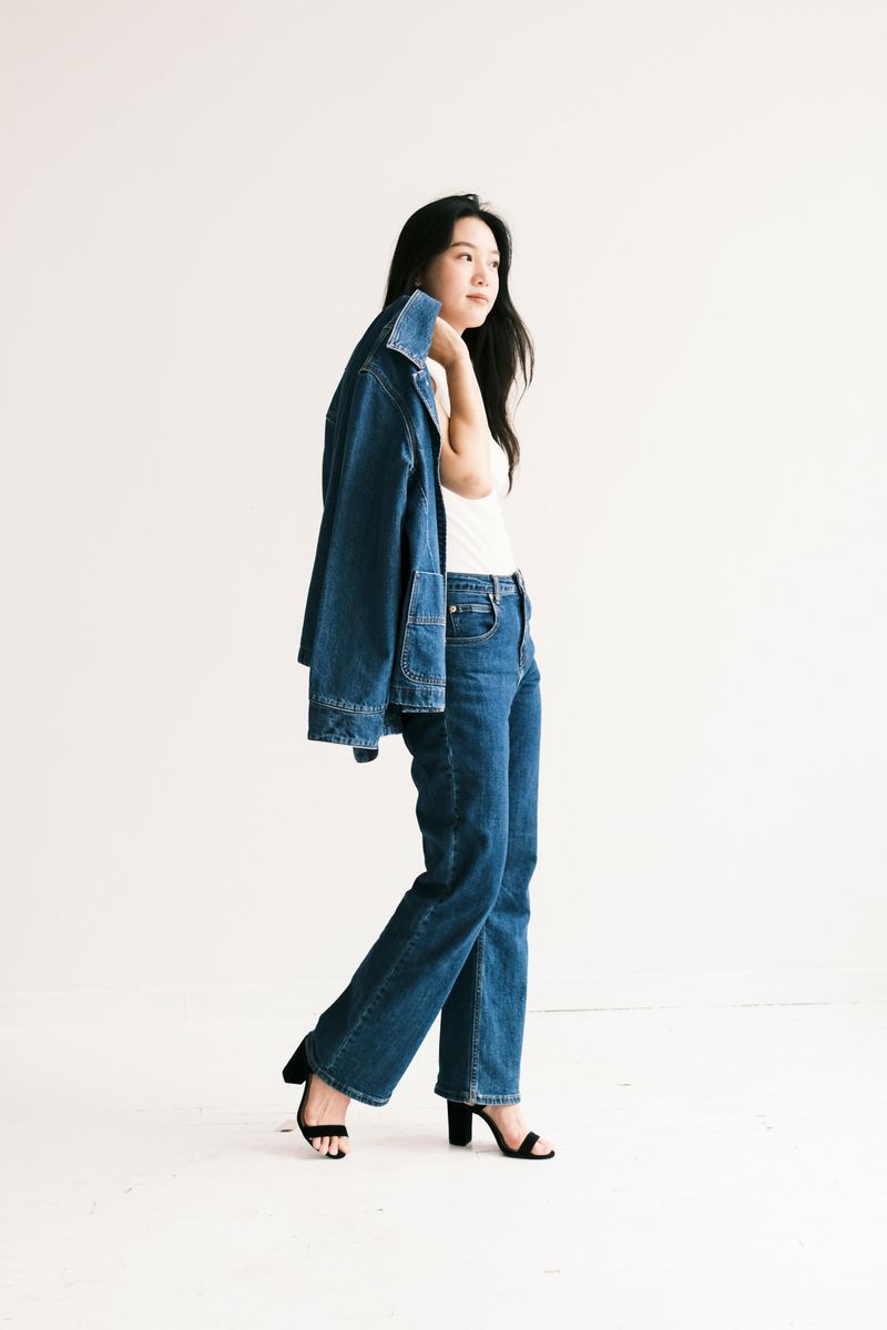 Dark-Wash Straight-Leg Jeans