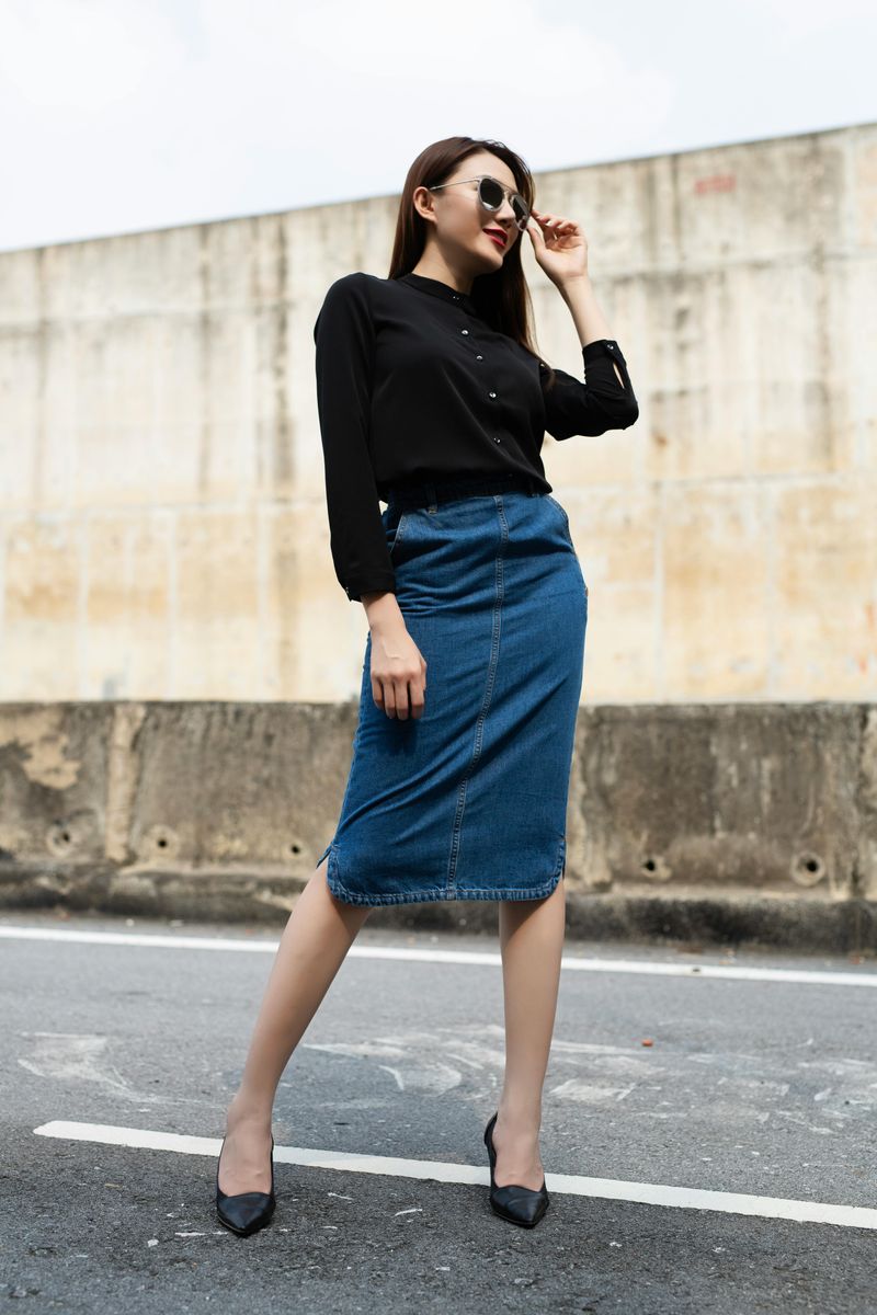 Denim Skirts Below the Knee