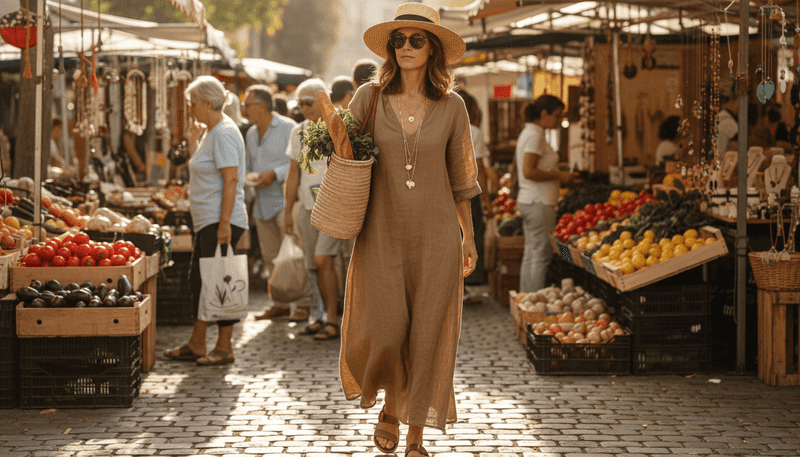 Linen Maxi Dress with Accessories