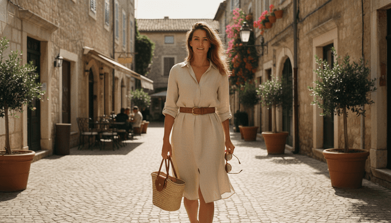Linen Shirt Dress with a Belt