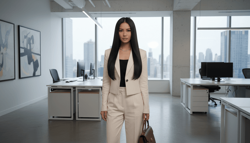 Middle-Part Glass Hair Style