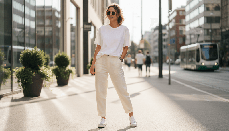 Oversized White Tee + Linen Trousers