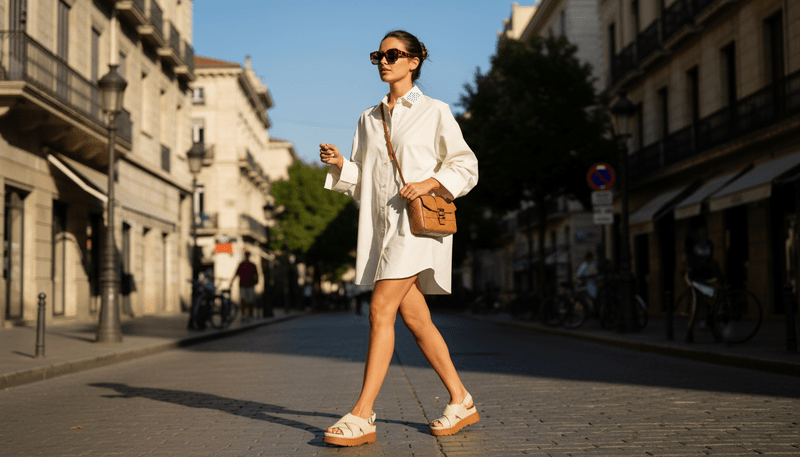 Poplin Shirt Dress + Sandals