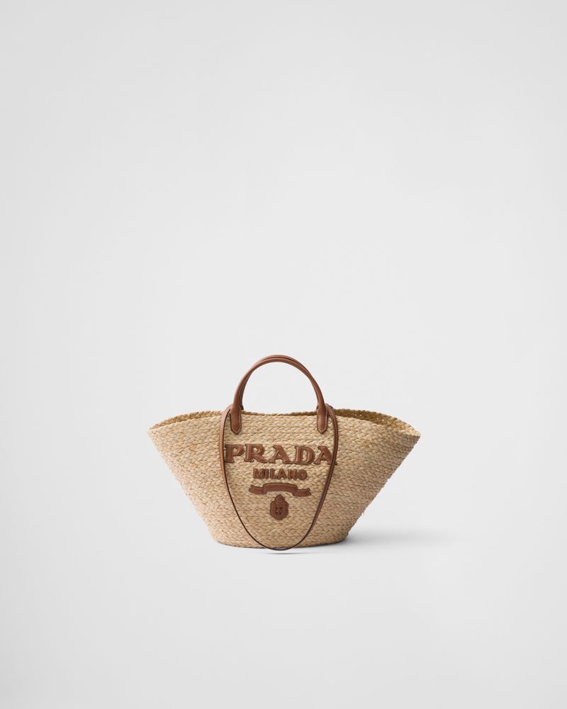 Prada Raffia and Leather Shoulder Bag