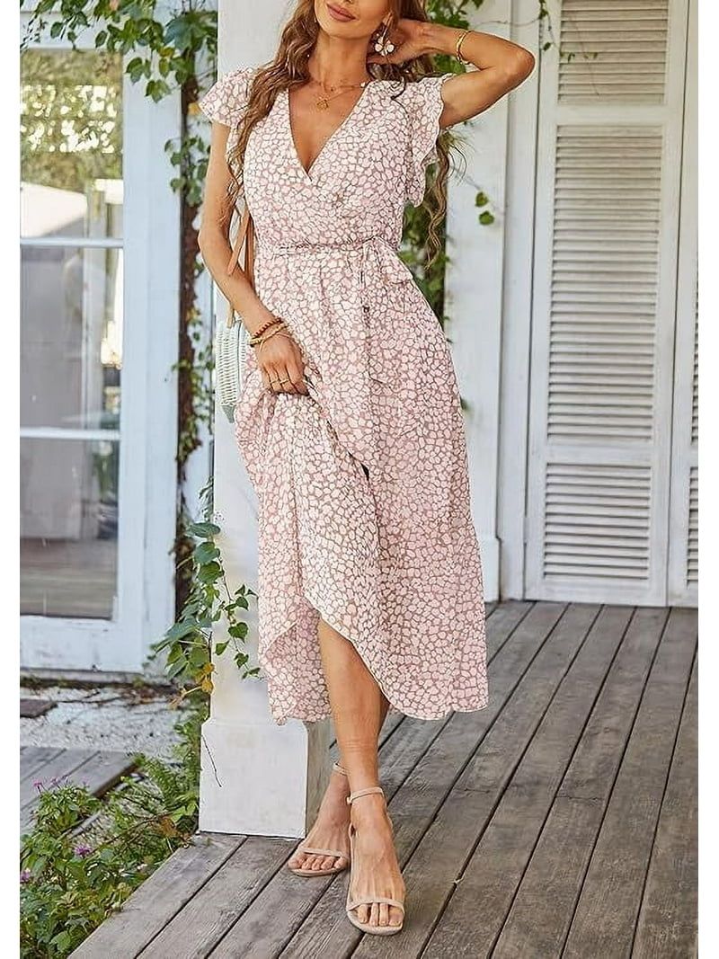 Prettygarden Floral Wrap Maxi Dress