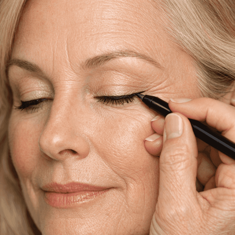Pulling the Skin While Applying Liner