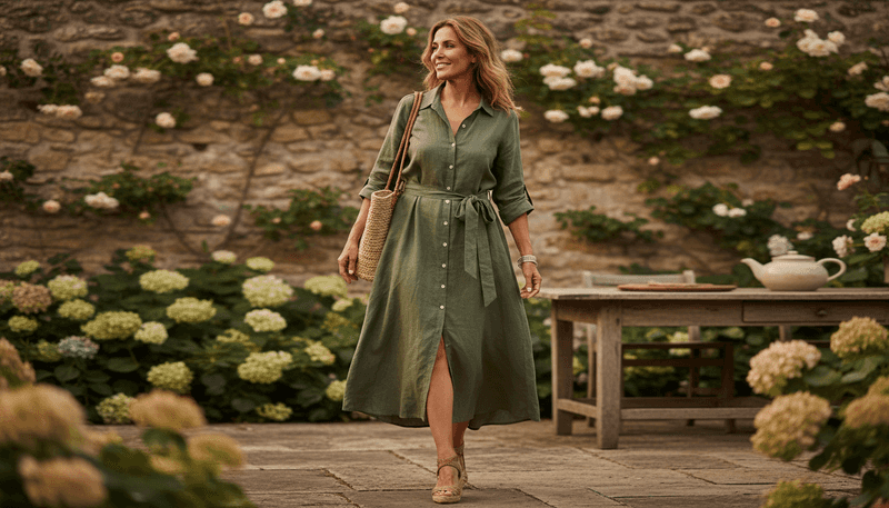 Shirt Dress with Adjustable Tie Waist