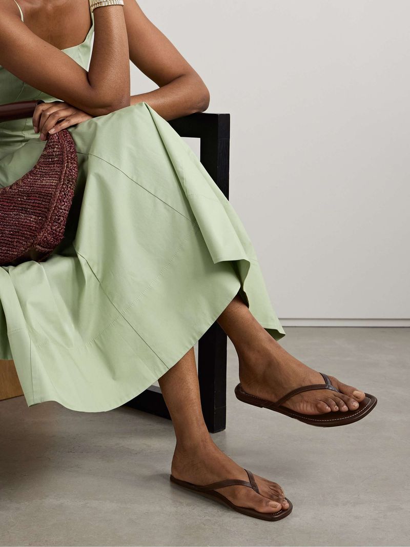 Staud Freja Leather Flip-Flops