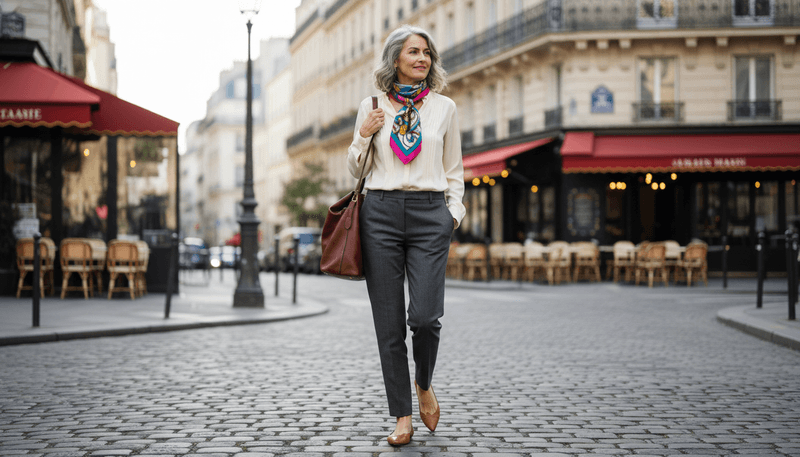 Styled With Silk Scarves and Elegant Flats