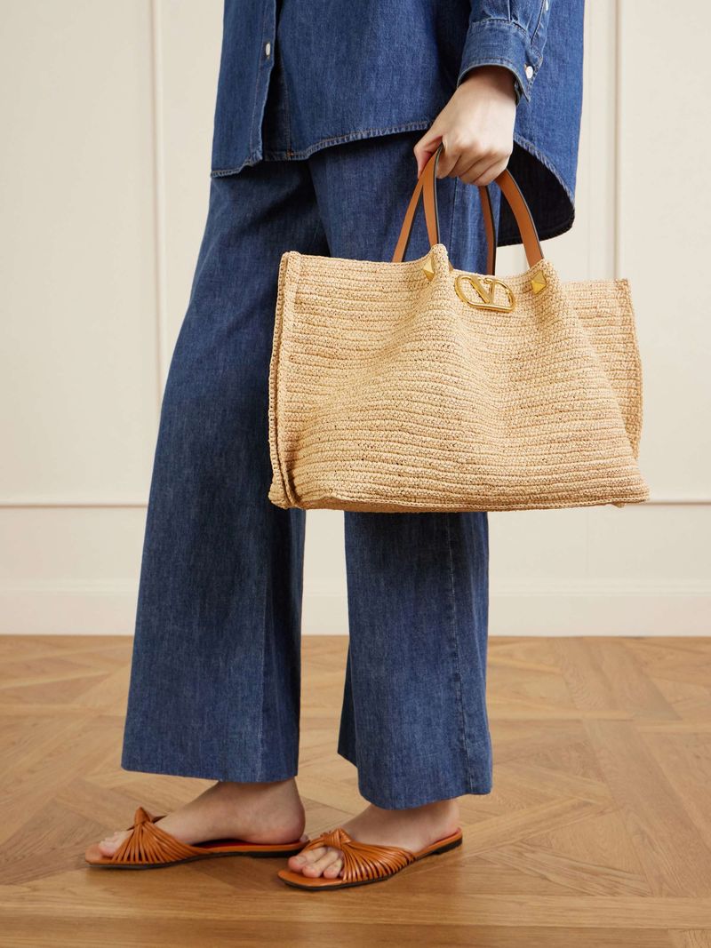 Valentino Garavani VLogo Raffia Tote