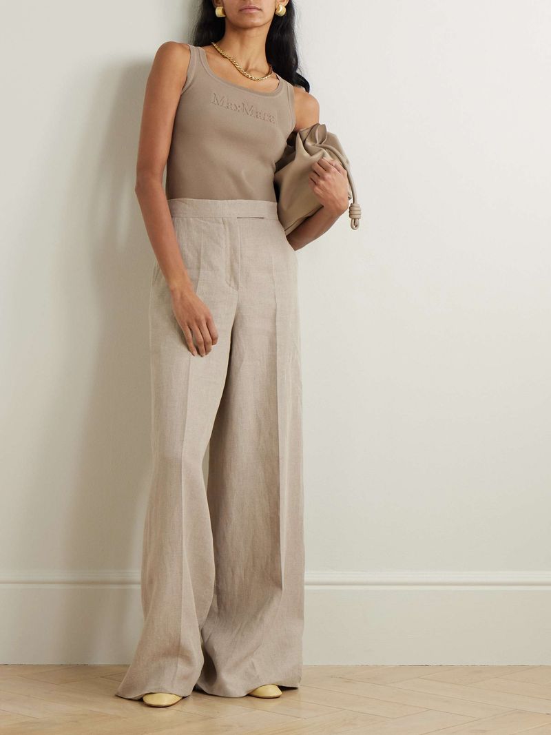 Wide-Leg Linen Trousers