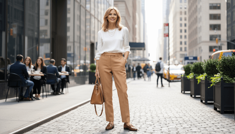 With Tailored Trousers and Loafers