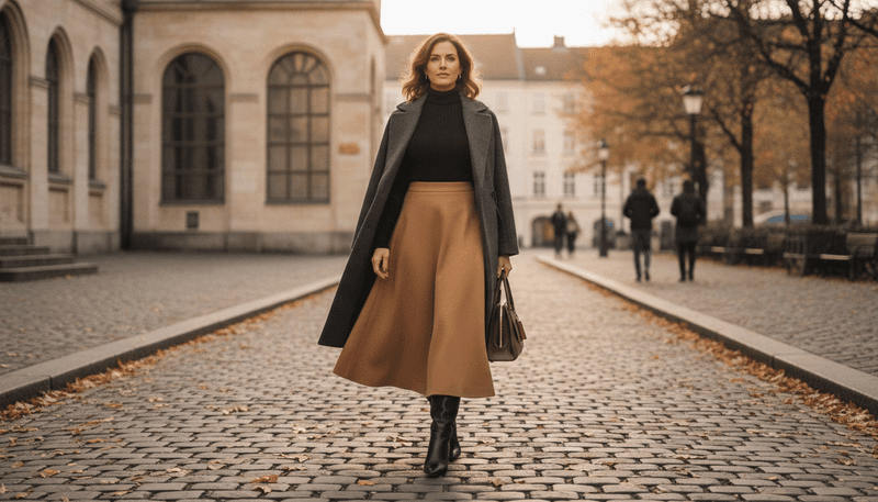 A-Line Wool Maxi Skirt + Turtleneck