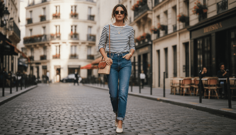 Blue Jeans + Breton Stripe Tee + Ballet Flats