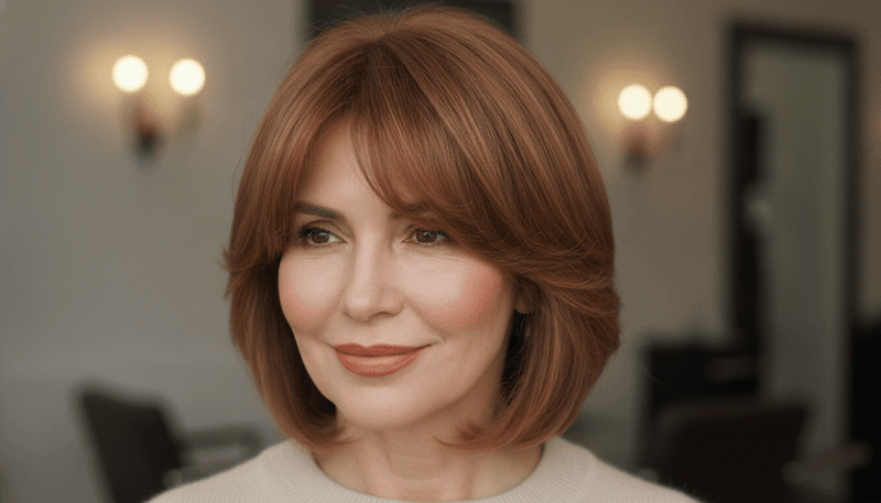 Curtain Bangs with Chin-Length Layers