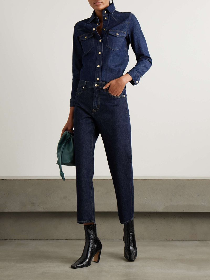 Dark-Wash Straight-Leg Jeans