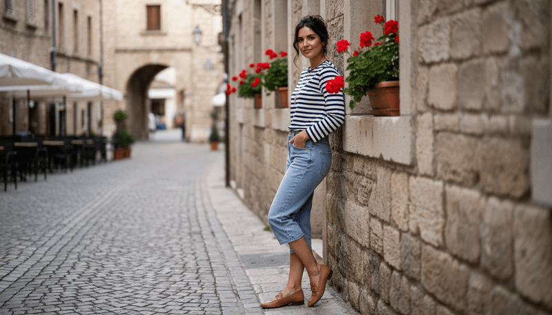 Denim Capris + Striped Breton Top + Loafers