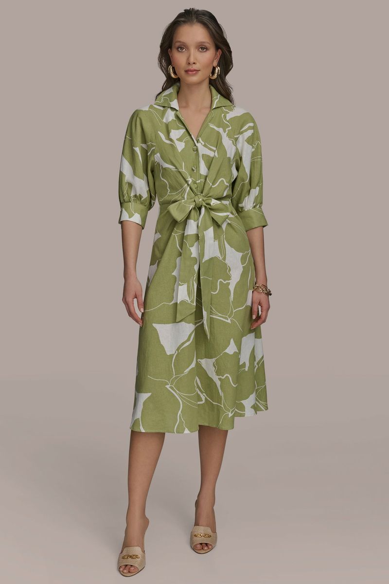 Donna Karan Floral Midi Shirt Dress