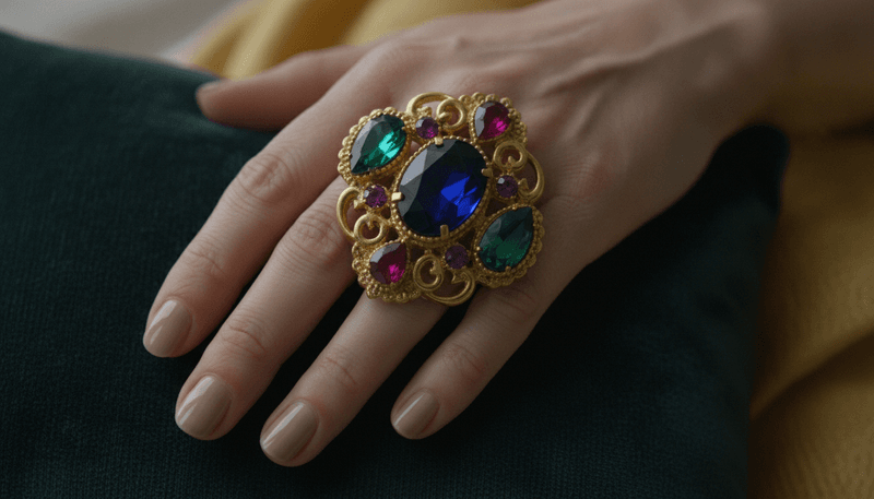 Fake Gemstones in Elaborate Settings