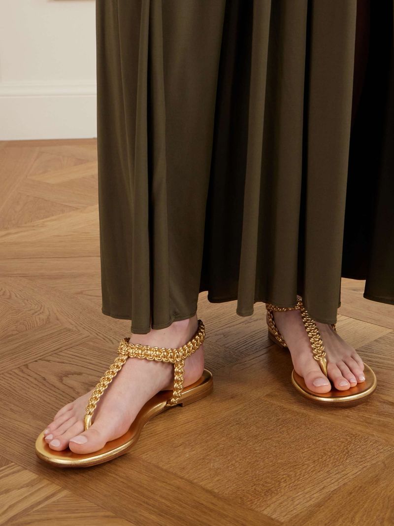 Gianvito Rossi Woven Metallic Leather Sandals