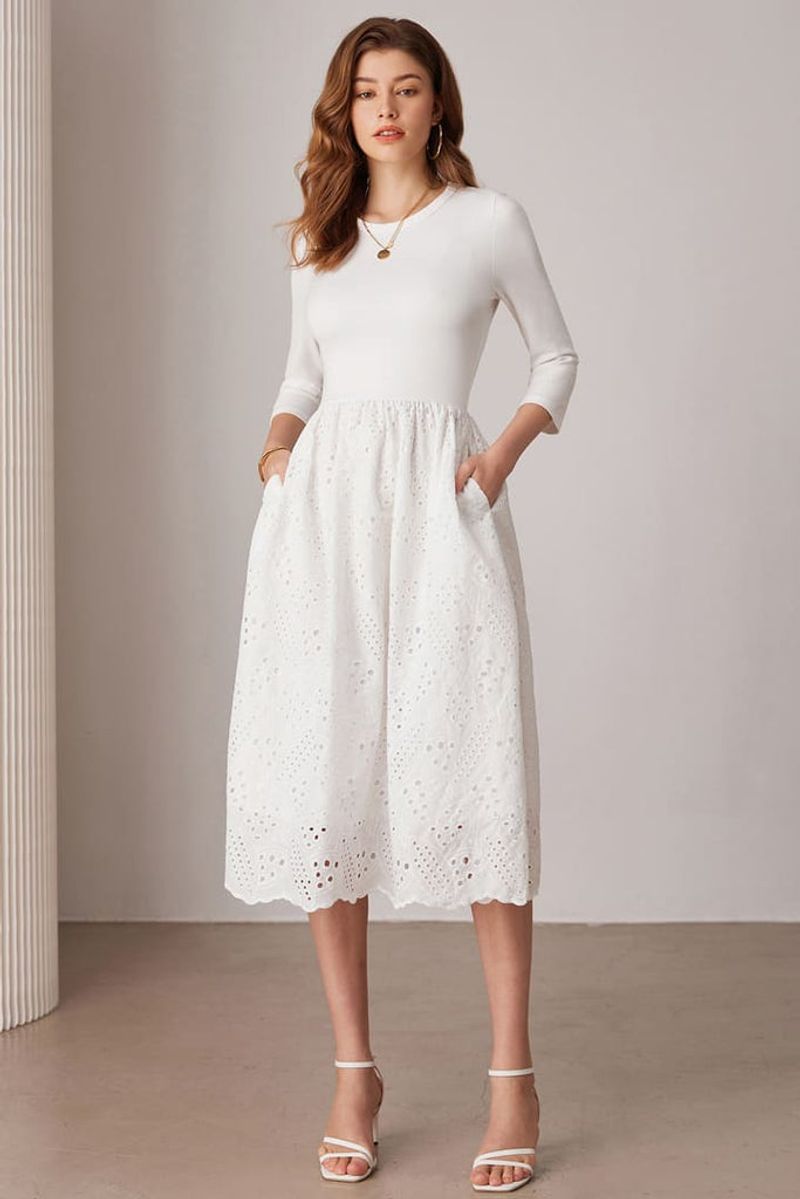 Grace Karin Eyelet Midi Dress